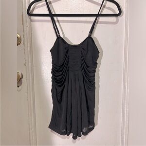NWT Free People black draped smocked cami tank top blouse babydoll FP shirt